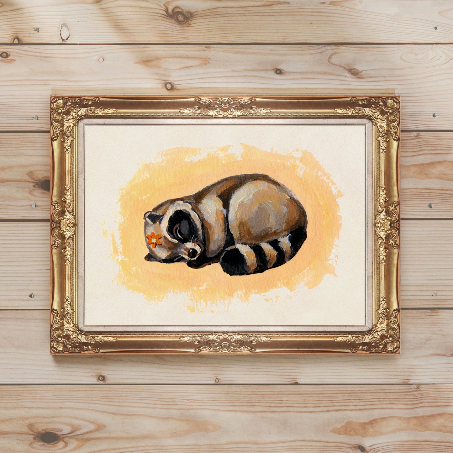 Sleeping Raccoon - Art Print