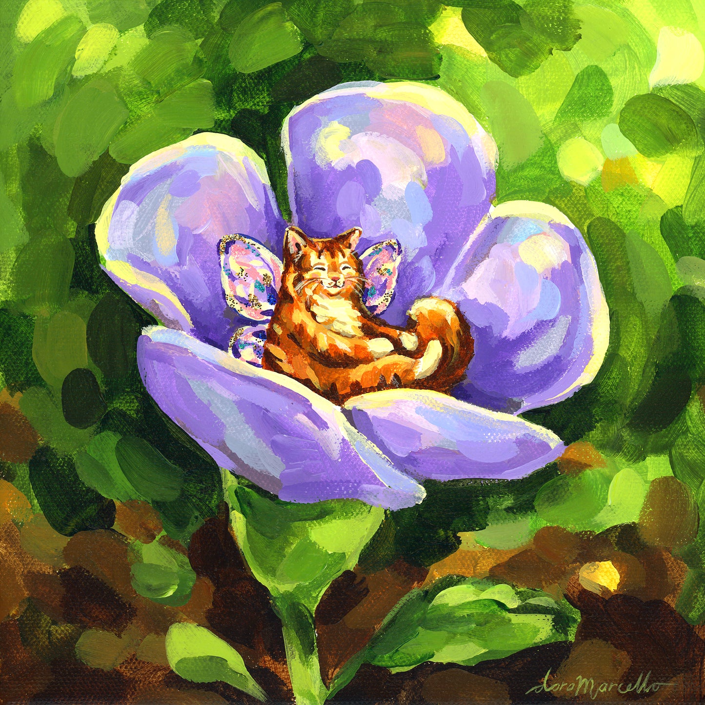 Fairy Nooks (Purple Blossom Cat) - Original