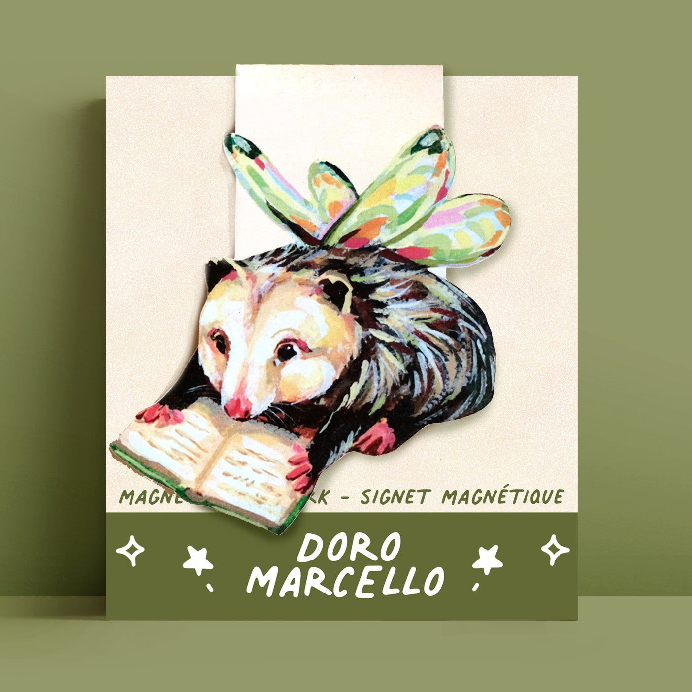 Reading Opossum - Bookmark