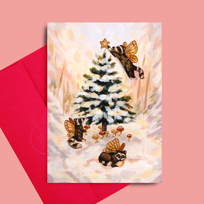 Ratons Laveurs Fées - Carte de Noël