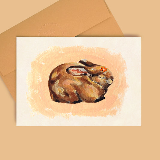 Lapin endormi - Carte de vœux