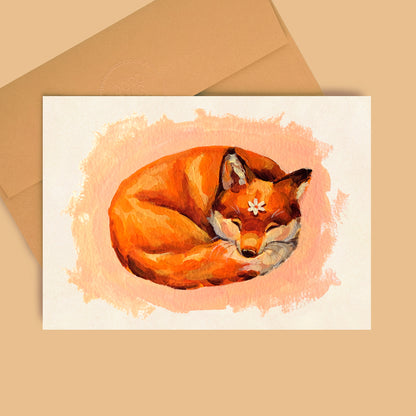 Renard endormi - Carte de vœux