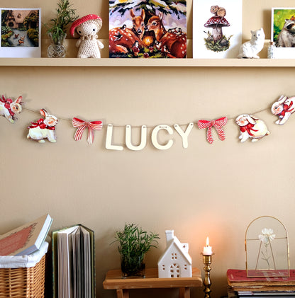 White Bunnies - Custom Name Garland