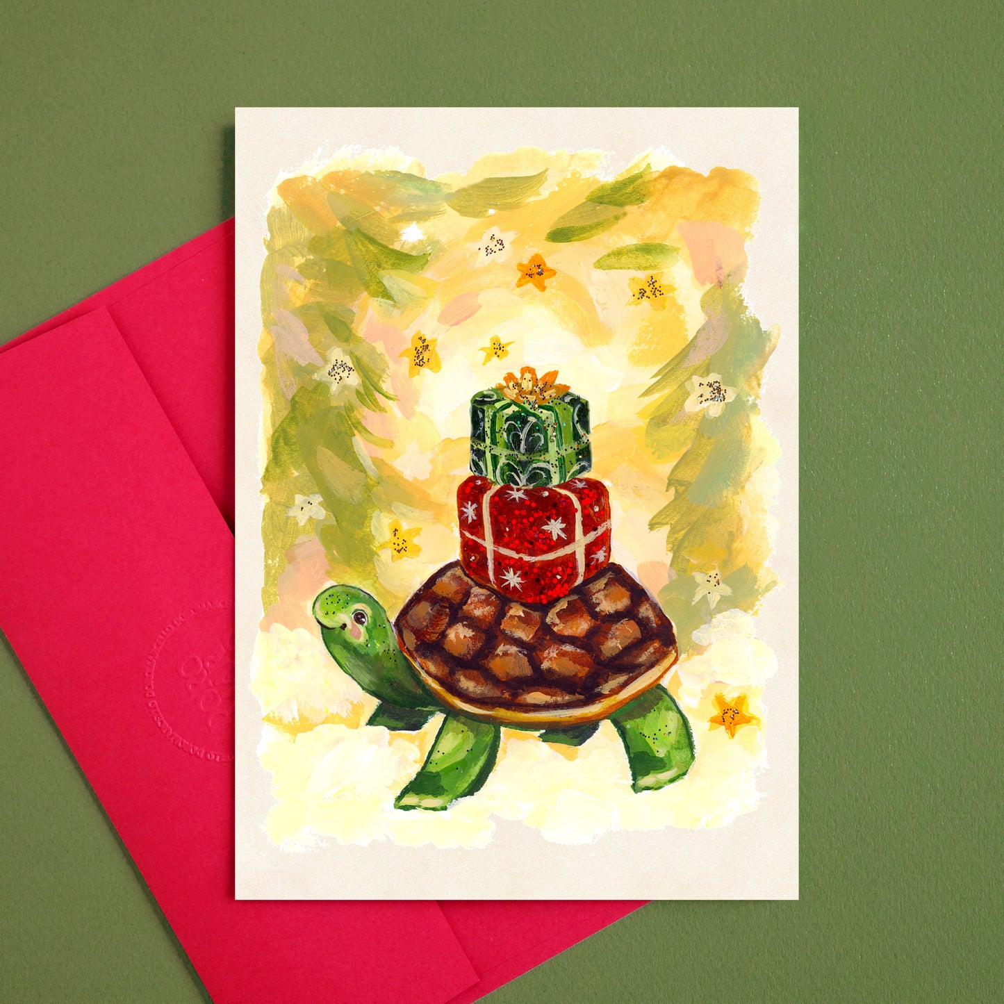 Tortue de Noël - Carte de vœux