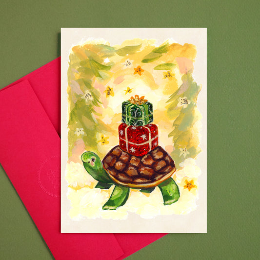 Tortue de Noël - Carte de vœux