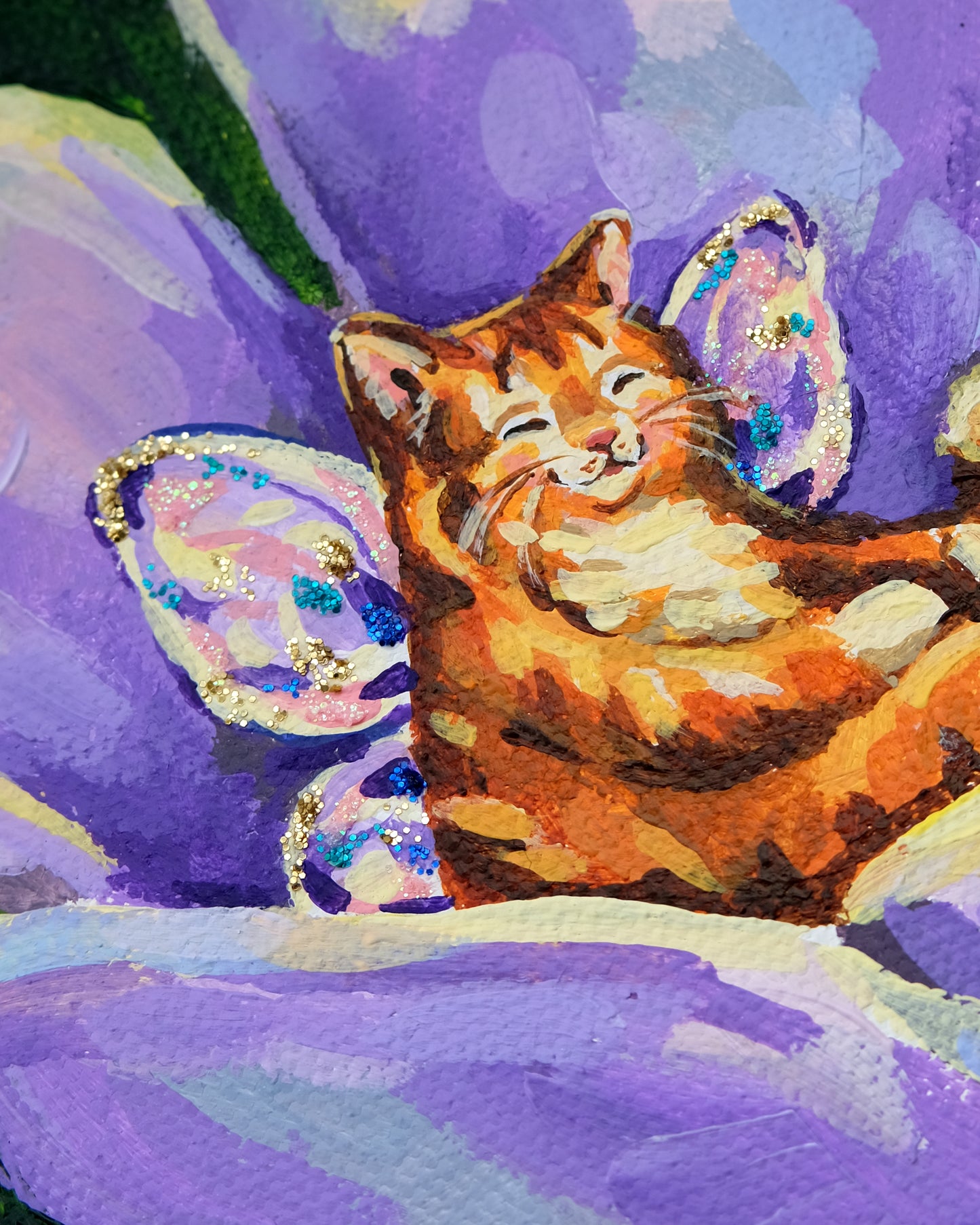 Fairy Nooks (Purple Blossom Cat) - Original