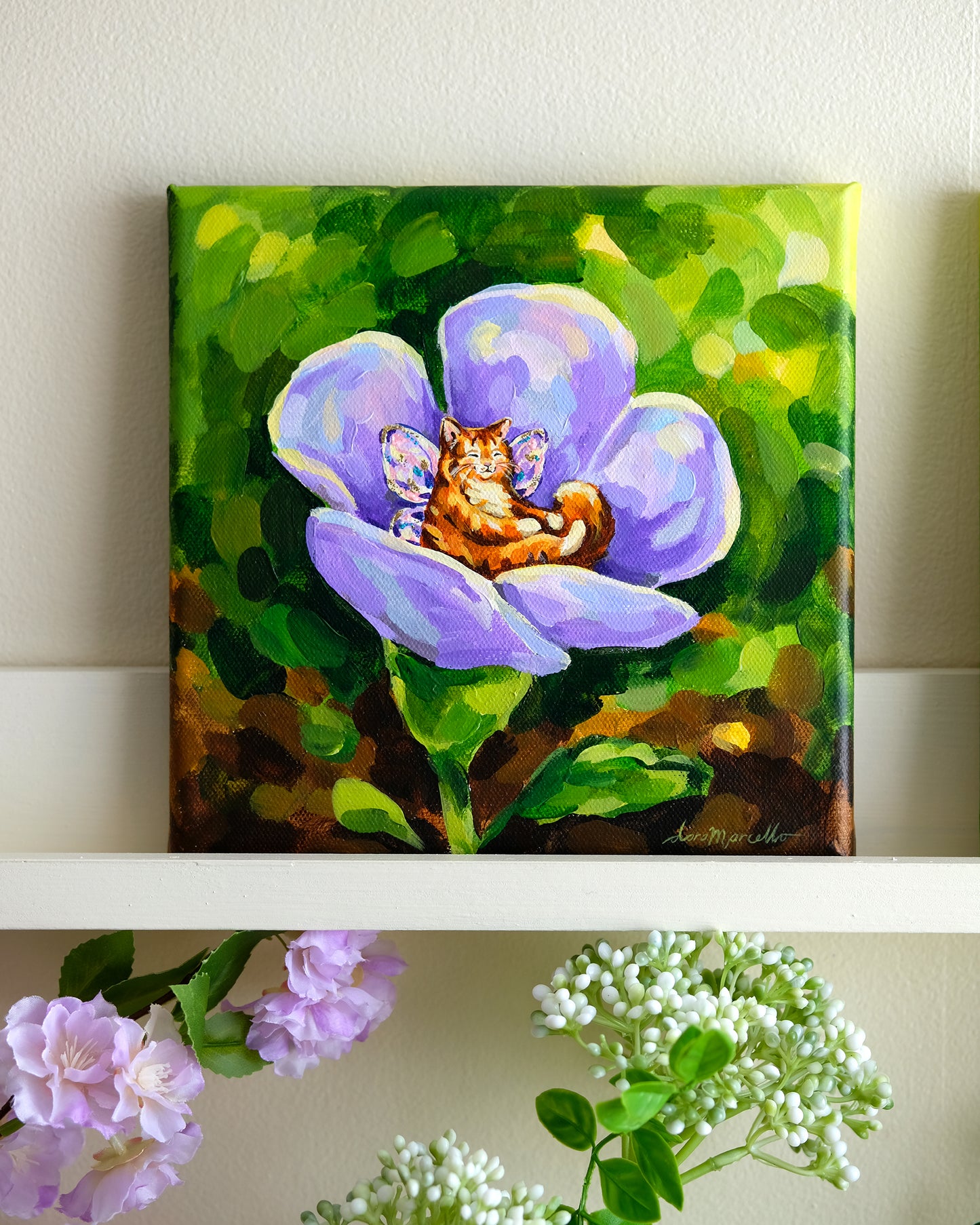Fairy Nooks (Purple Blossom Cat) - Original