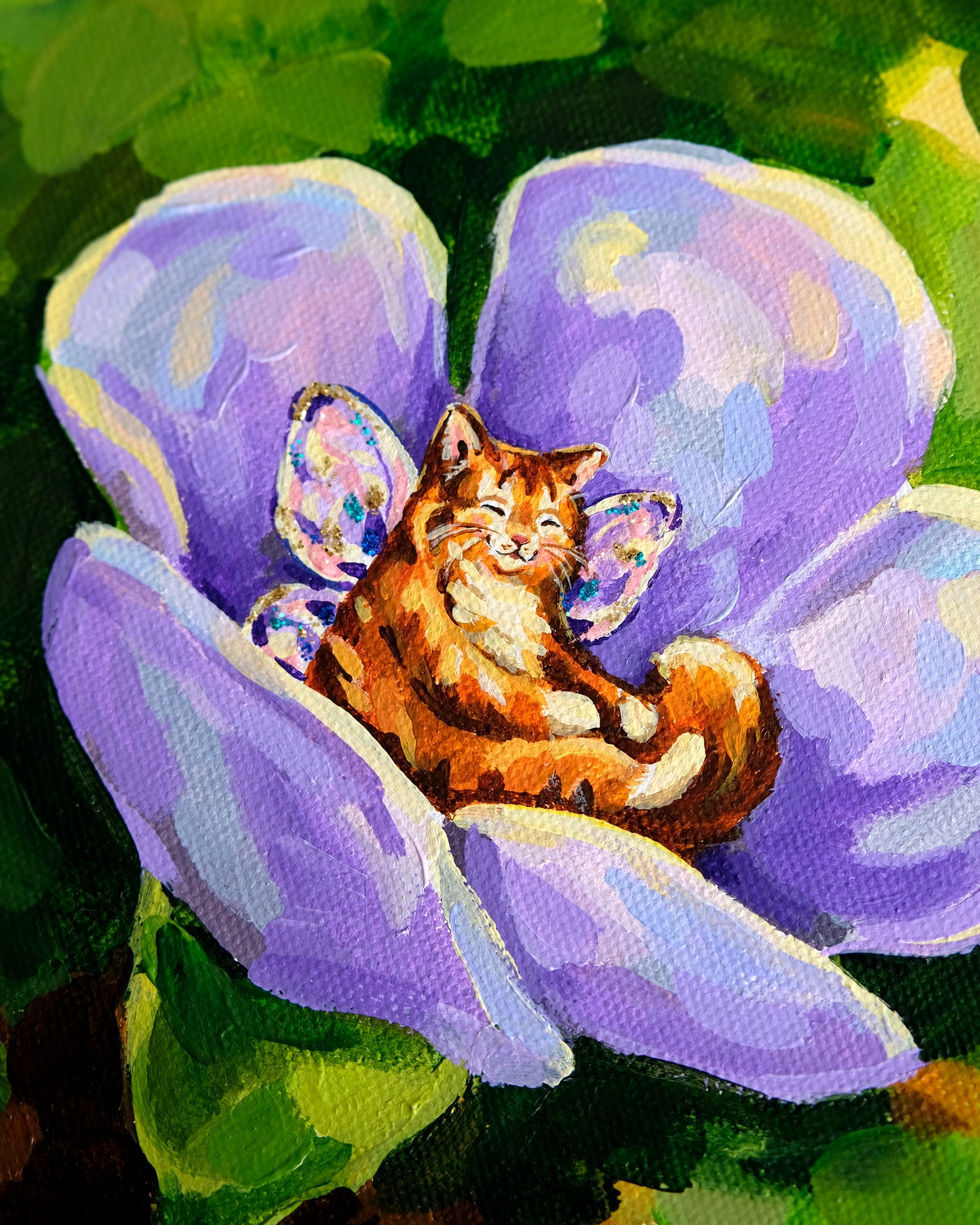 Fairy Nooks (Purple Blossom Cat) - Original