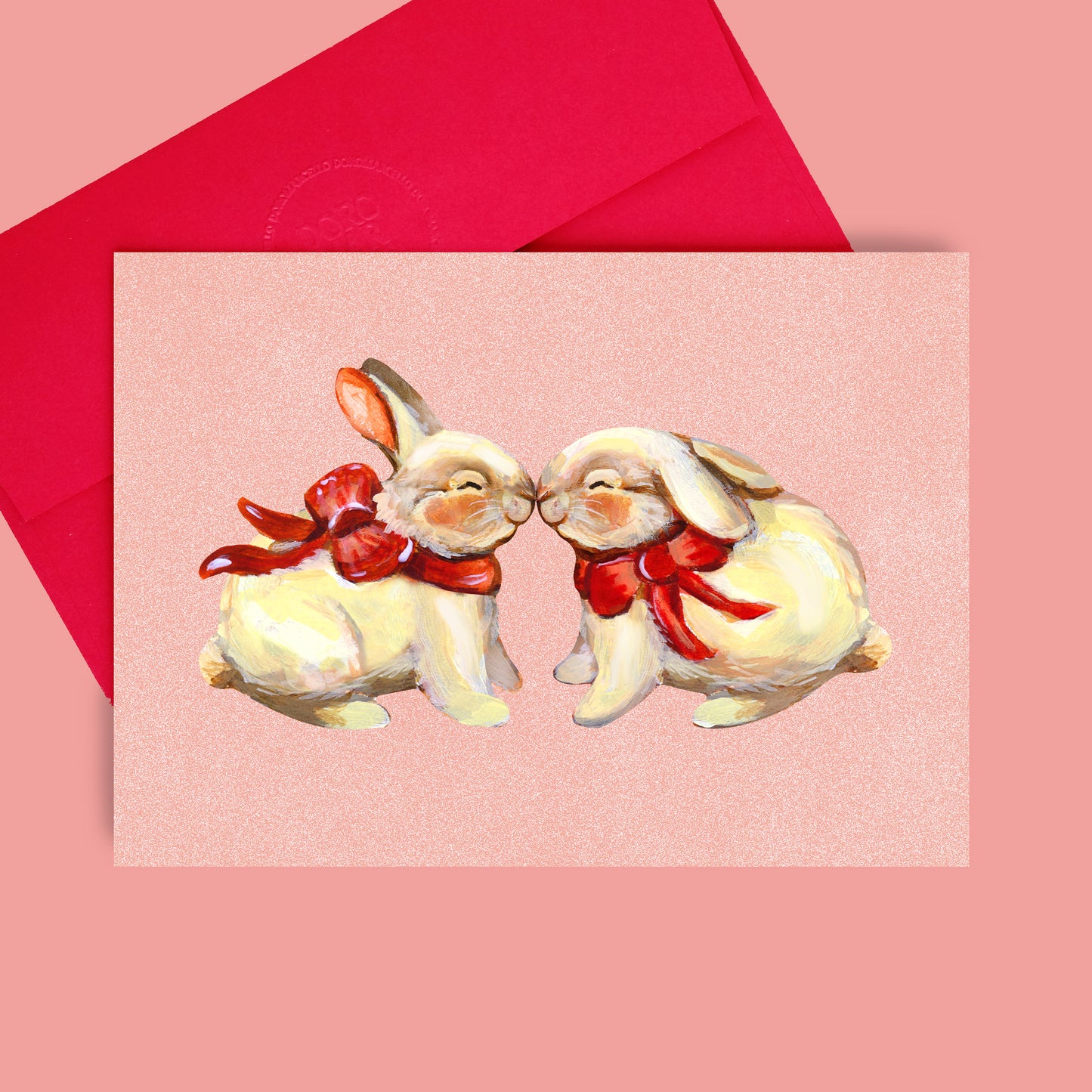 Lapins qui s'embrassent - Carte de vœux