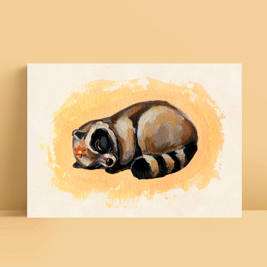 Sleeping Raccoon - Art Print