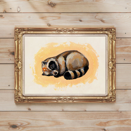 Sleeping Raccoon - Art Print