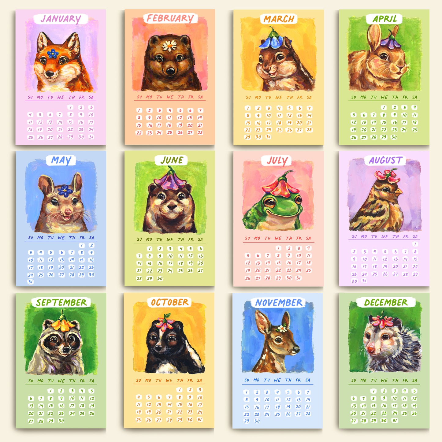 Calendrier de bureau 2026 - Défilé de fleurs